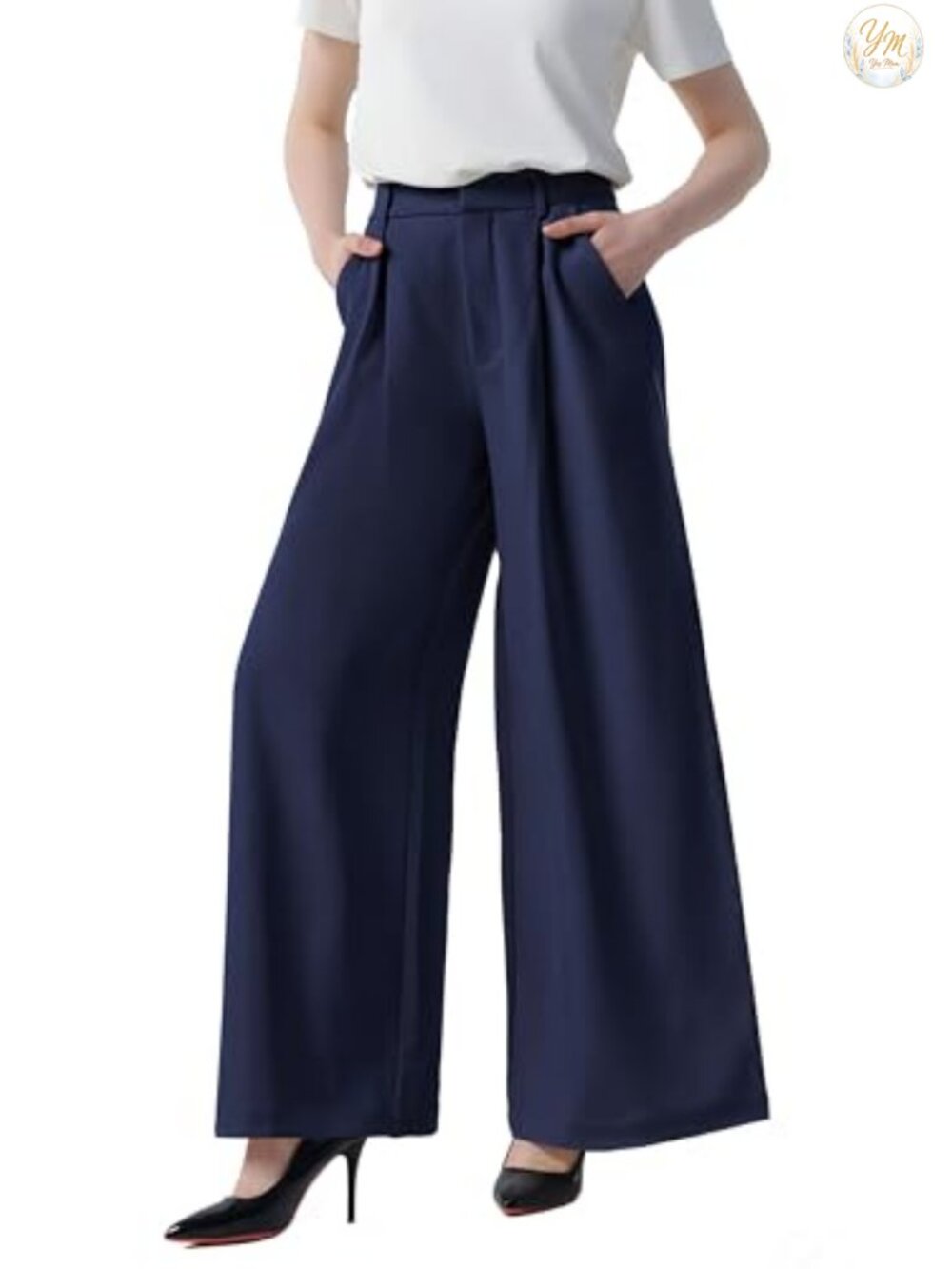 High Waist Wide Leg Palazzo Business Pants Pleated